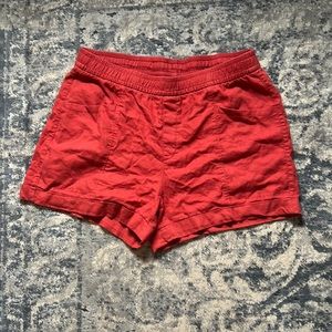 Woman red shorts